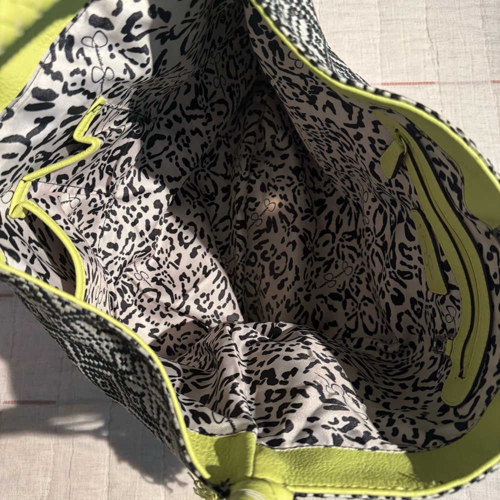 Jessica Simpson Black & White & Neon Yellow Shoulder Bag - Picture 5 of 8